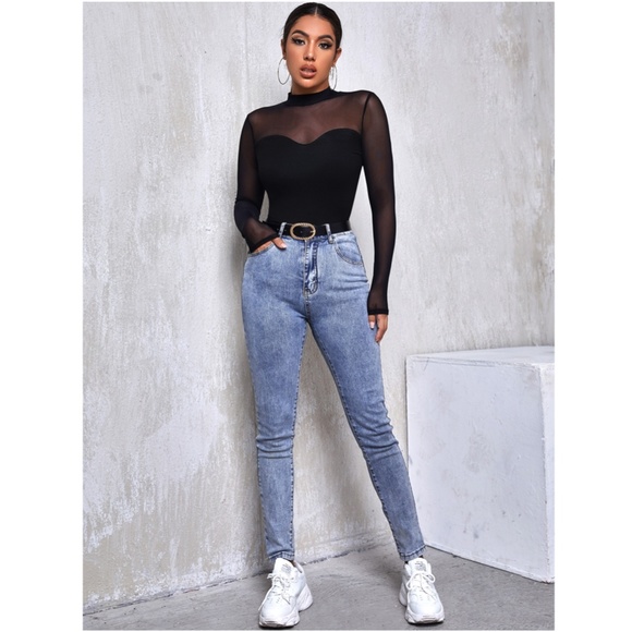 Black Mesh Long Sleeve Shirt - Picture 4 of 9